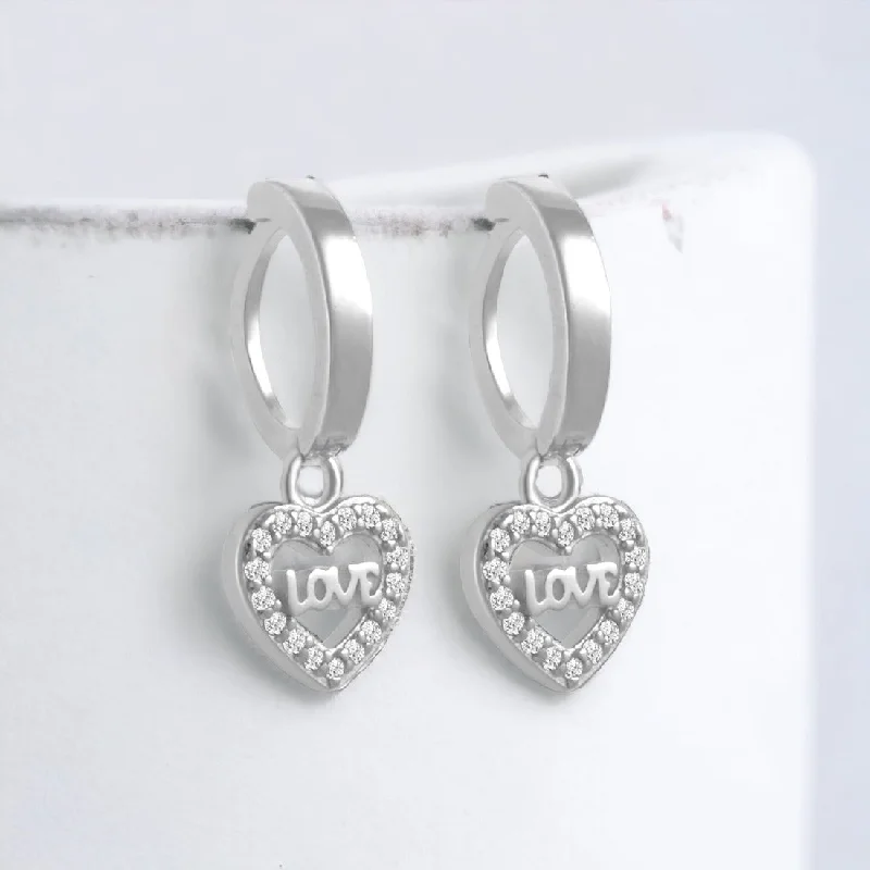 Women’s oval drop earrings-Heart Shape Drop Earrings For Women & Girls