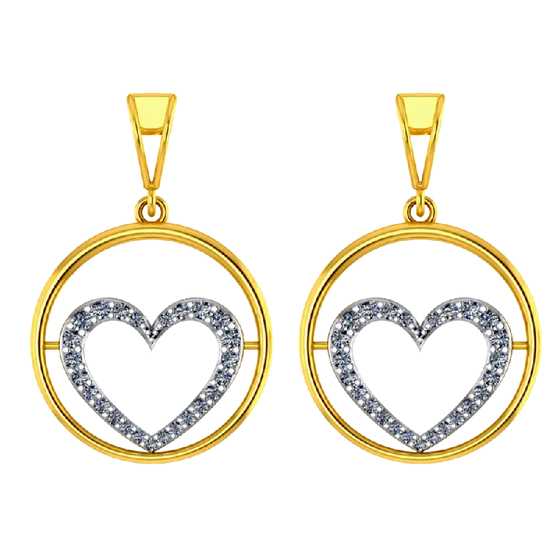 Women’s gemstone earrings-Beautiful 14k Gold Circular Earrings With A Heart Shape Design In It