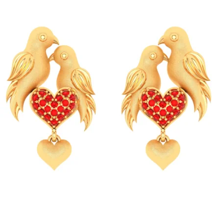 Women’s elegant earrings-Gorgeous 22k Gold Lovebirds And Hearts Design Earrings For Women From Pc Chandra