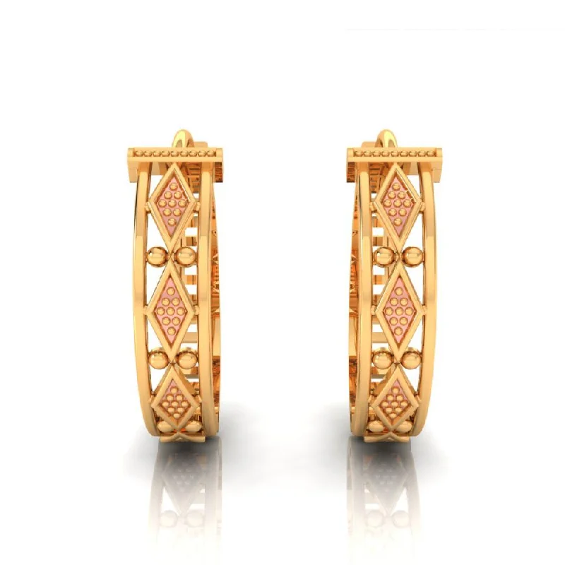 Women’s dangle earrings-Earrings Made In 22k Unique Gold Featuring A Succession Of Diamond Shapes