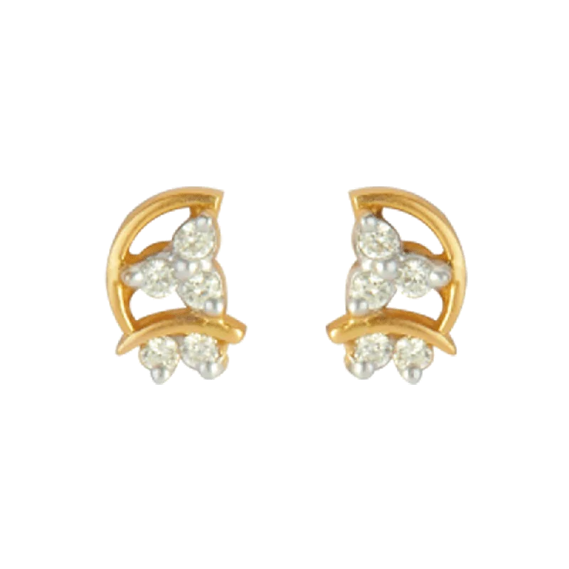 Women’s turquoise earrings-18KT (750) Yellow Gold And Diamond Stud Earrings For Women