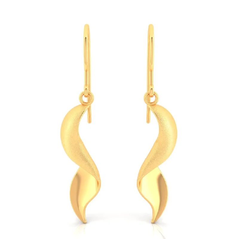 Women’s engraved earrings-22k Simple Gold Earrings With A Unique Spiral Design