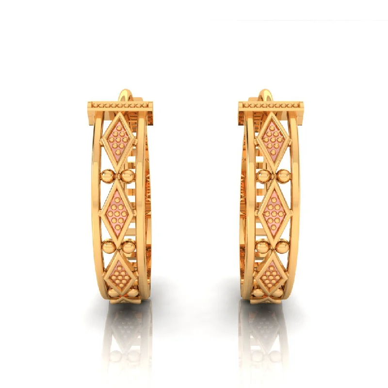 Women’s small hoop earrings-14k Circular Gold Earrings With Beautiful Design