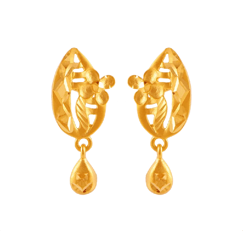 Women’s elegant earrings-22KT (916) Yellow Gold Stud Earrings For Women