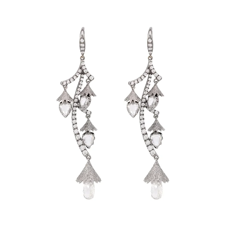 Women’s gold-plated earrings-Contemporary 11.86 carat diamond 18k white gold drop earrings