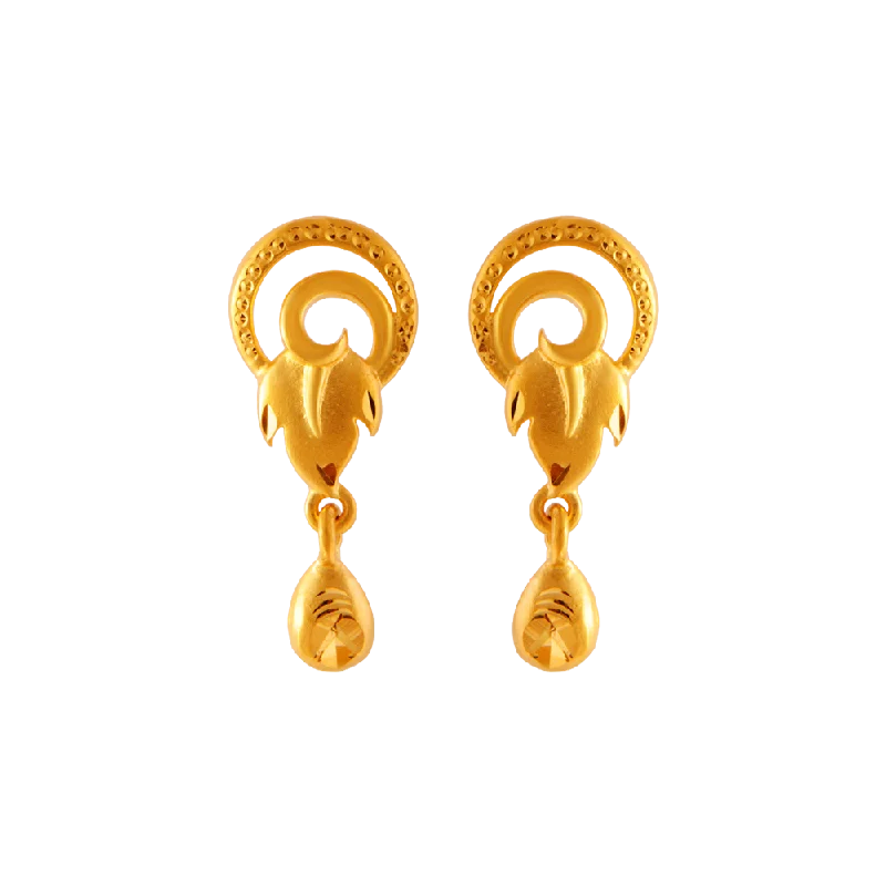 Women’s gemstone drop earrings-22KT Yellow Gold Clip-on Earrings For Women