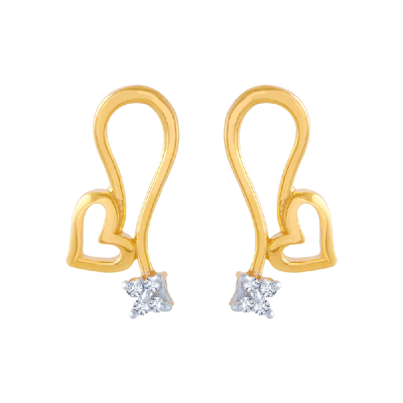 Women’s creative earrings-14KT (585) Yellow Gold And American Diamond Stud Earrings For Women