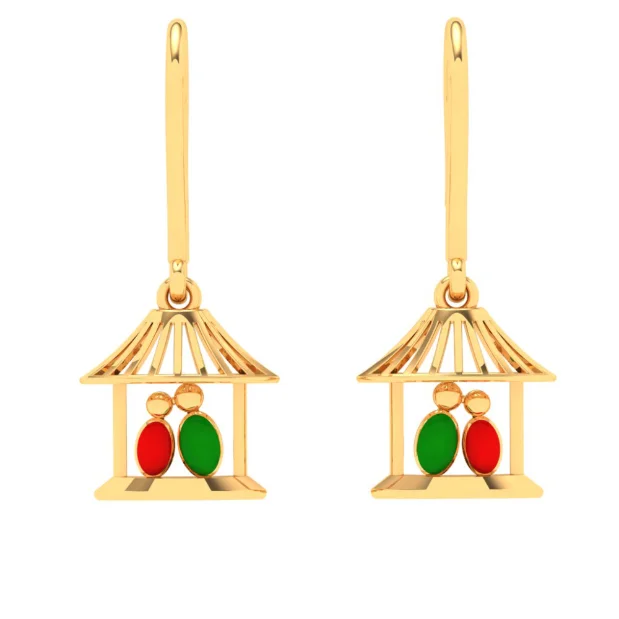 Women’s geometric earrings-Gorgeous 22k Gold Birds Motif Dangler Earrings From Goldlites Collection