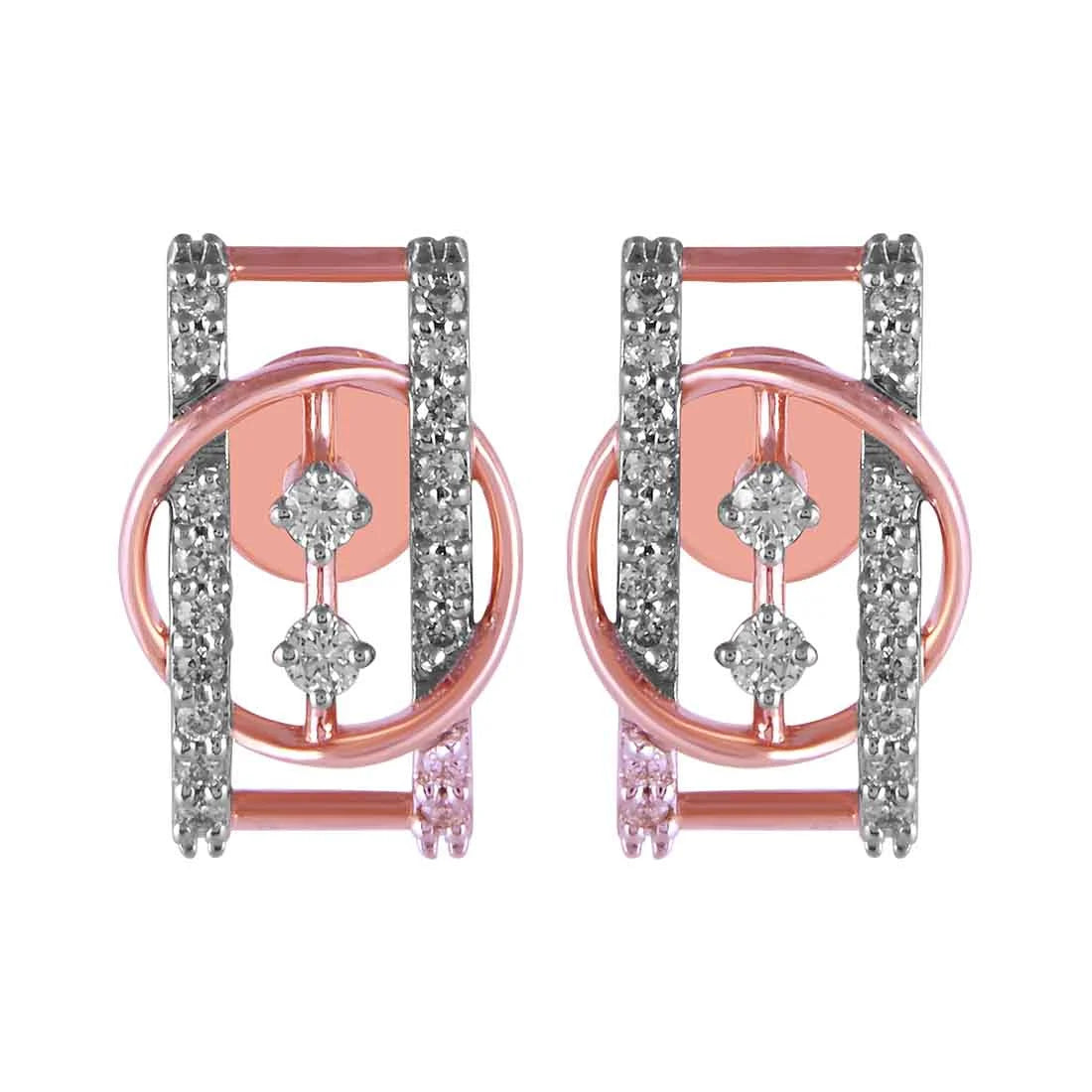 Women’s gemstone drop earrings-14KT (585) Rose Gold & Diamond Beautiful dainty Stud Earrings