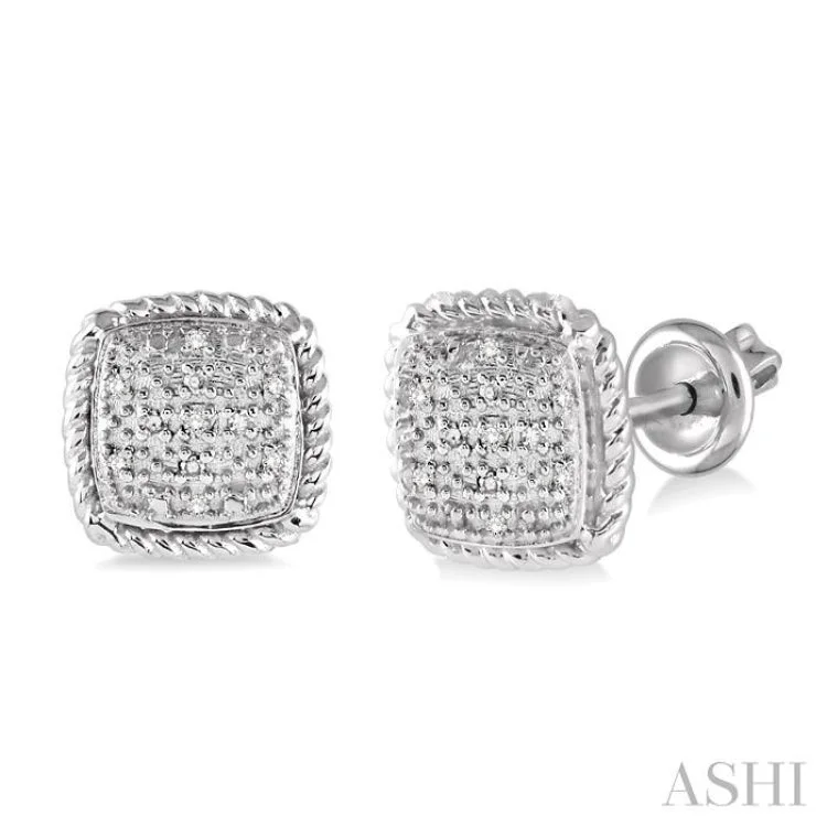 Women’s heart-shaped diamond earrings-1/20 Ctw Single Cut Diamond Earrings in Sterling Silver