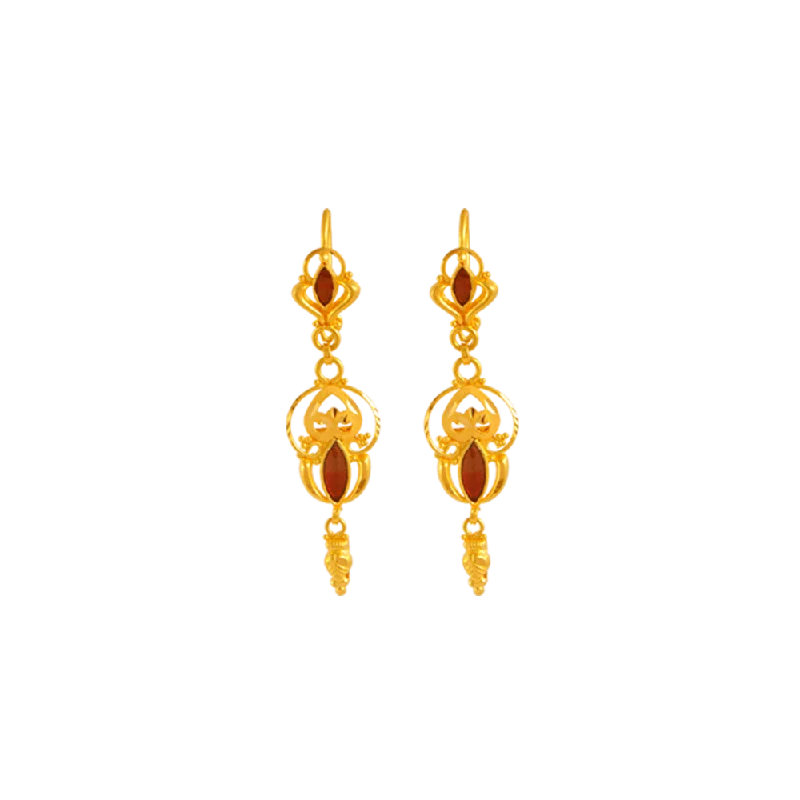 Women’s engraved earrings-22KT Yellow Gold Jhumki Earrings For Women