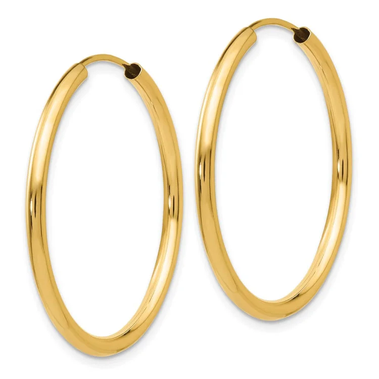 Women’s floral earrings-14k Polished Round Endless 2mm Hoop Earrings