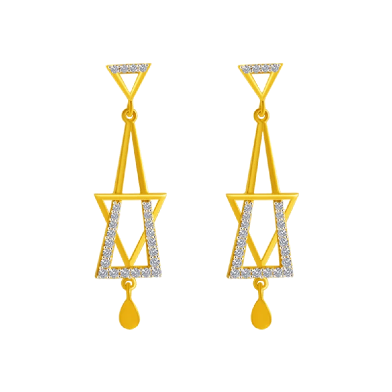 Women’s diamond drop earrings-14KT (585) Yellow Gold Clip-on Earrings For Women