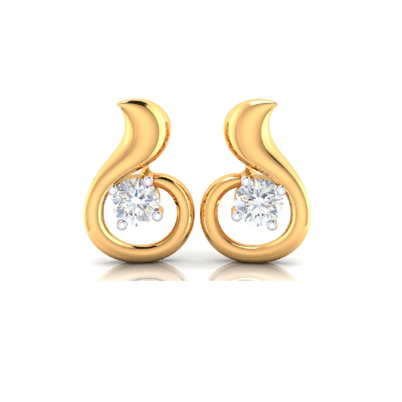 Women’s geometric earrings-Stunning 14k Gold & American Diamond Earrings