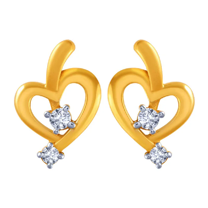 Women’s mixed stone earrings-14k Heart Designed Gold  Earrings