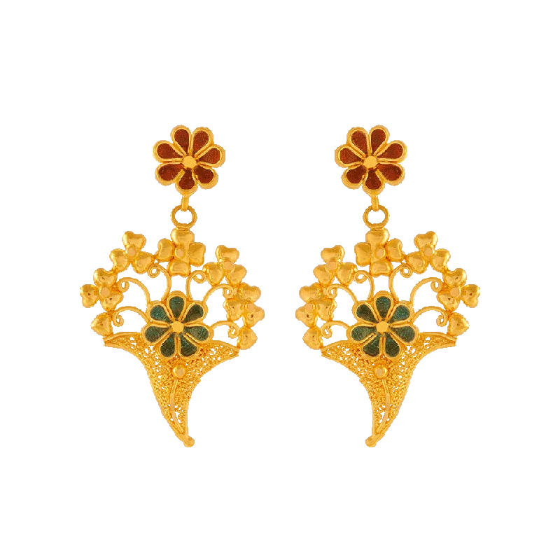 Women’s luxury diamond earrings-22KT Yellow Gold Jhumki Earrings For Women