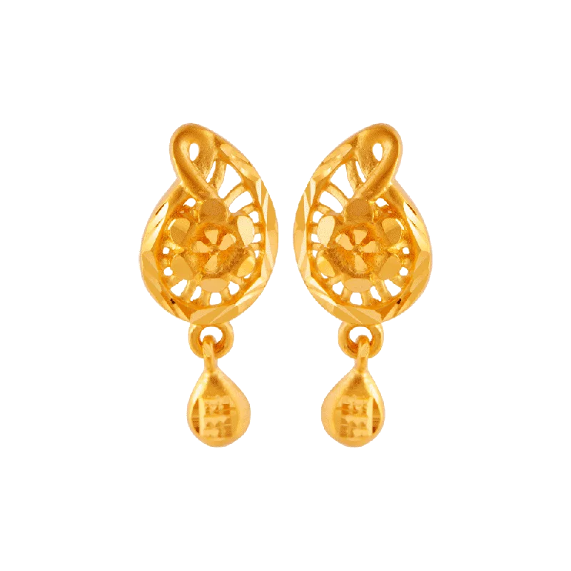 Women’s gold-plated earrings-22KT (916) Yellow Gold Stud Earrings For Women