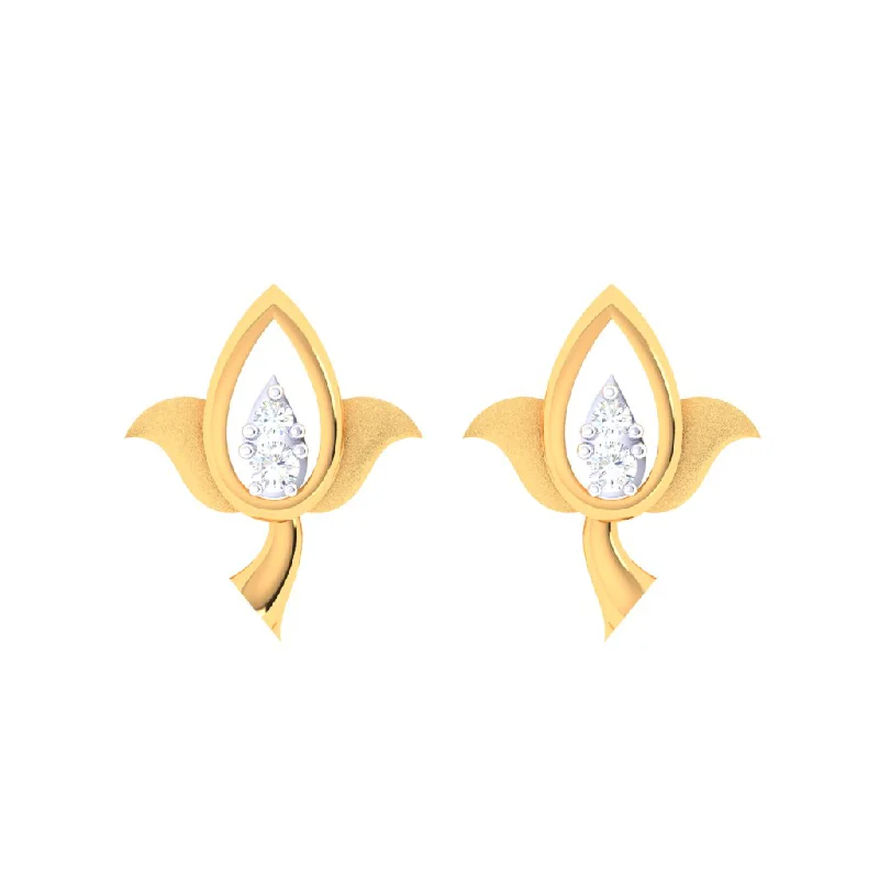 Women’s creative earrings-14k Beautiful Gold Stud Earrings In The Shape Of Lotus