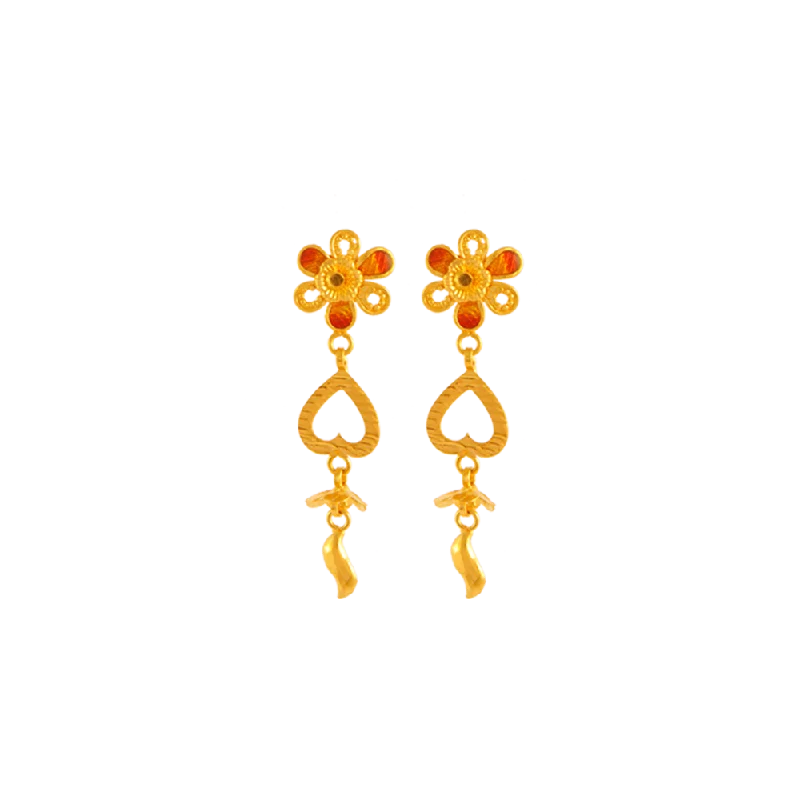 Women’s pearl drop earrings-22KT Yellow Gold Jhumki Earrings For Women