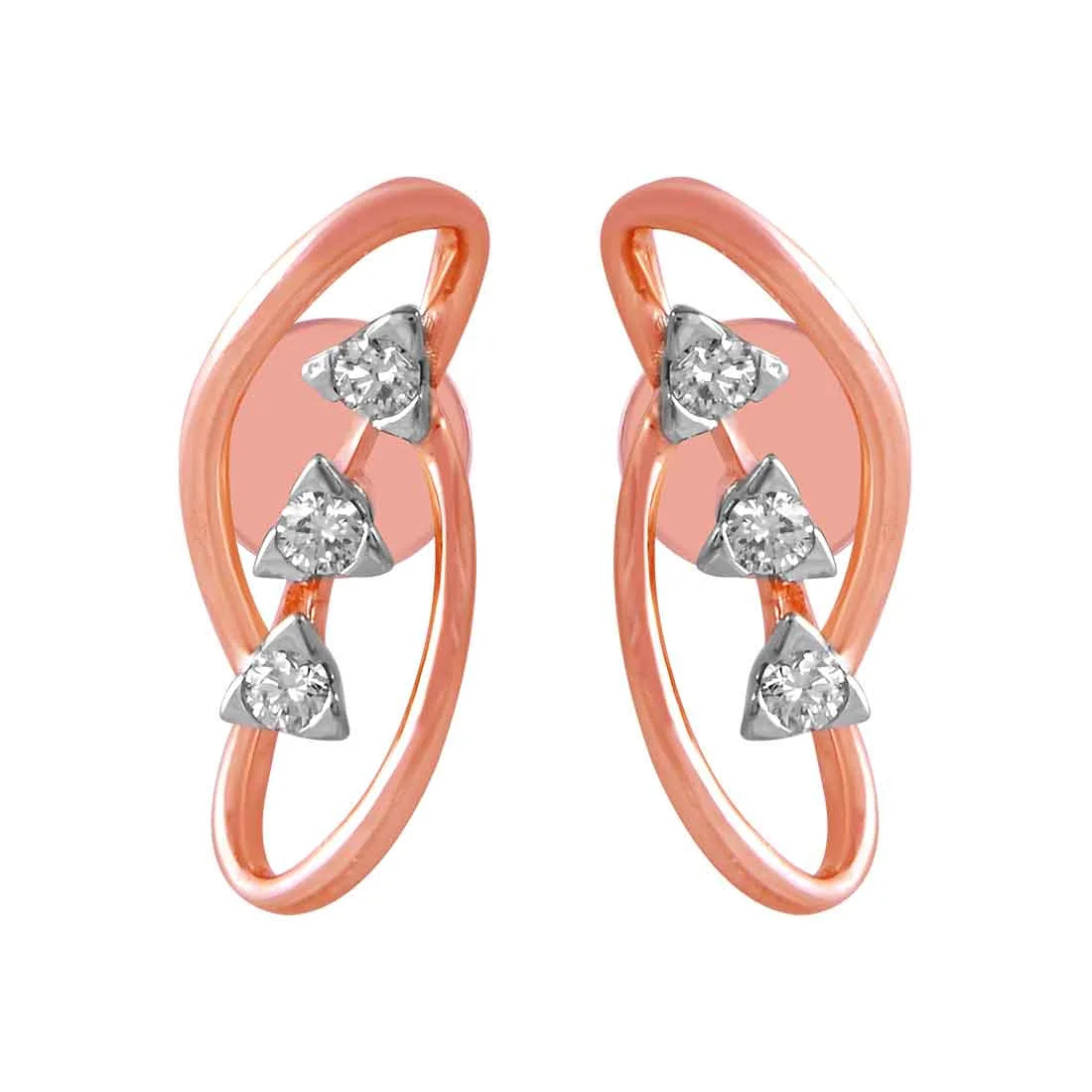 Women’s dangle earrings-14KT (585) Rose Gold & Diamond Stud Earrings