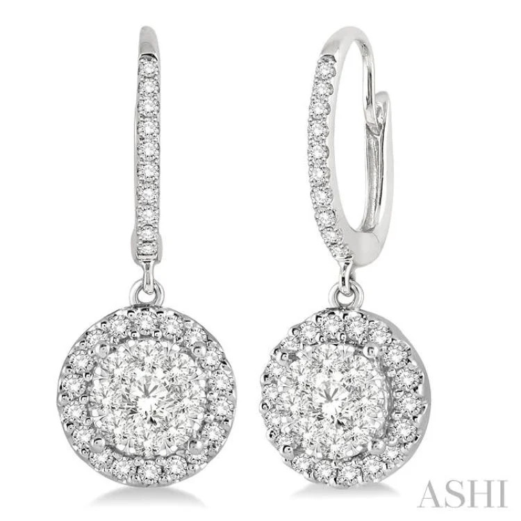 Women’s diamond stud earrings-3/8 Ctw Round Cut Diamond Lovebright Earrings in 14K White Gold