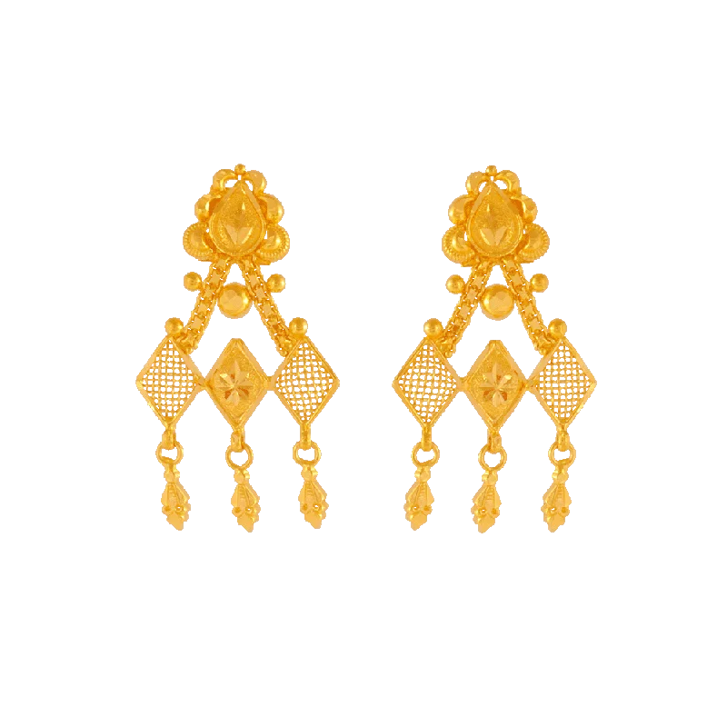 Women’s gemstone earrings-22KT Yellow Gold Jhumki Earrings For Women