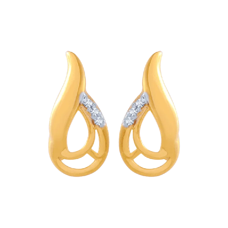 Women’s custom name earrings-14KT (585) Yellow Gold And American Diamond Stud Earrings For Women