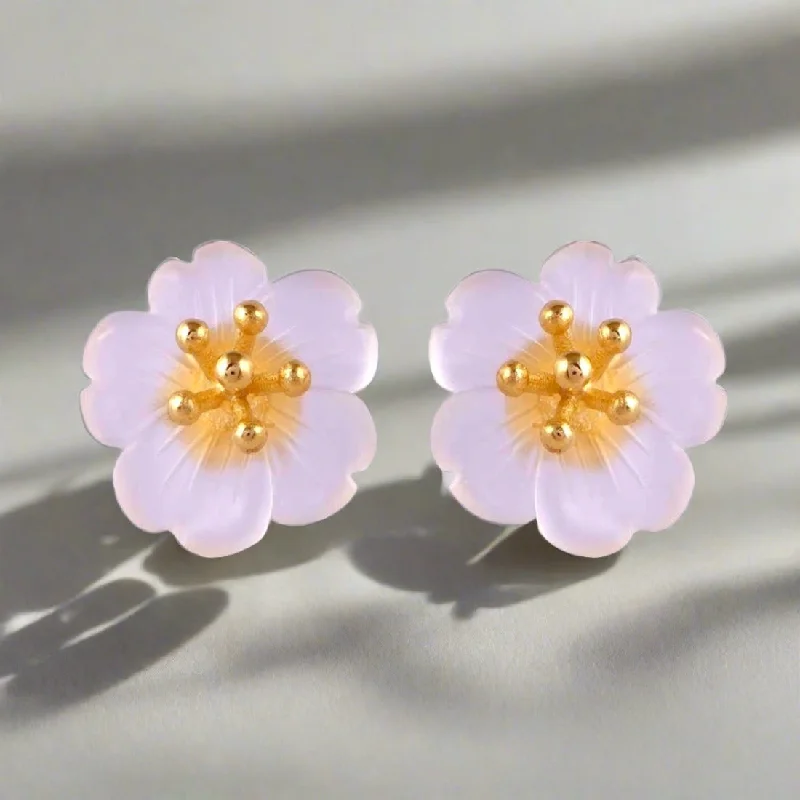 Women’s fashion statement earrings-Flower Stud Earrings For Women & Girls