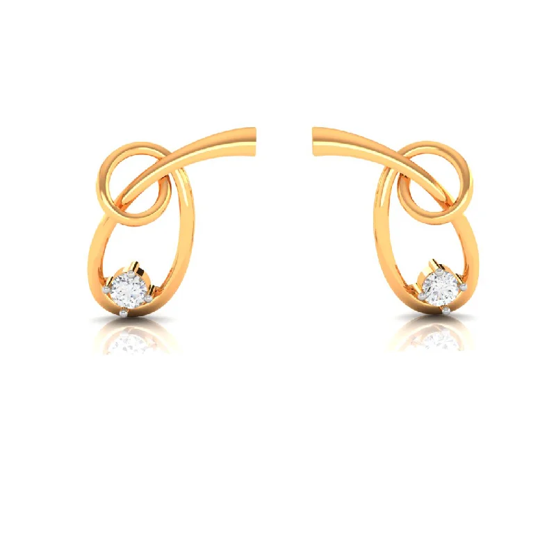 Women’s multi-color earrings-14k Knot Style American Diamond & Gold Earrings