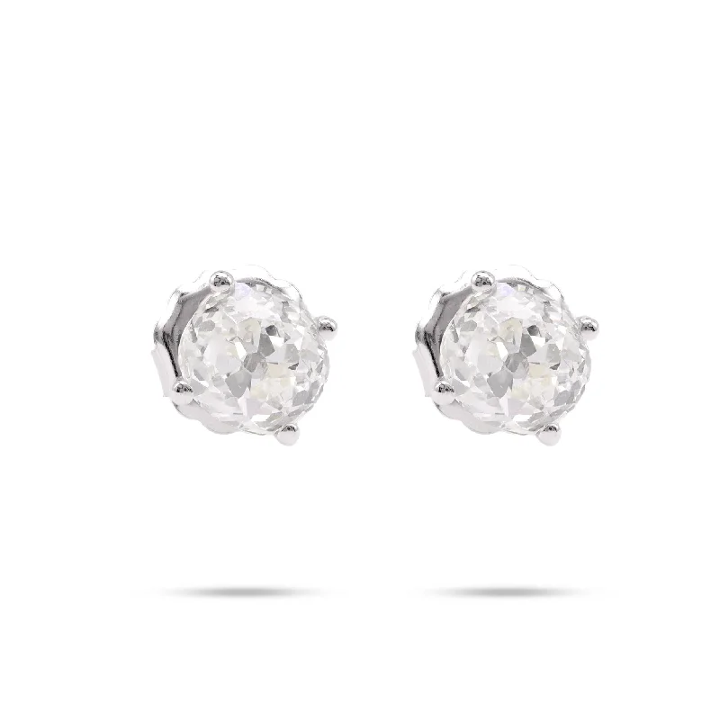 Women’s silver hoop earrings-2.37 Carat Old Mine Cut Diamond 14K White Gold Stud Earrings