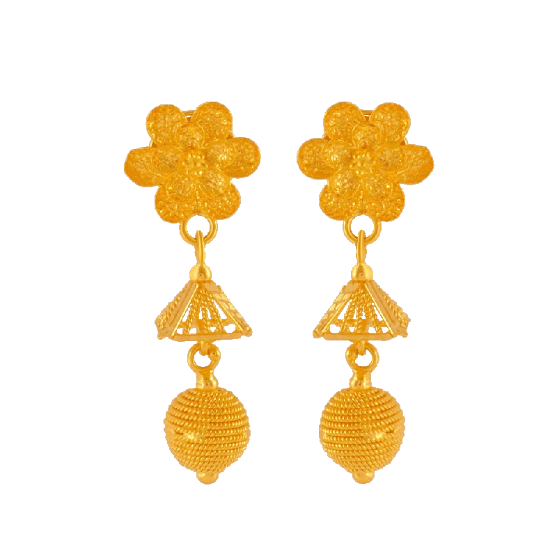 Women’s small stud earrings-22KT Yellow Gold Jhumki Earrings For Women