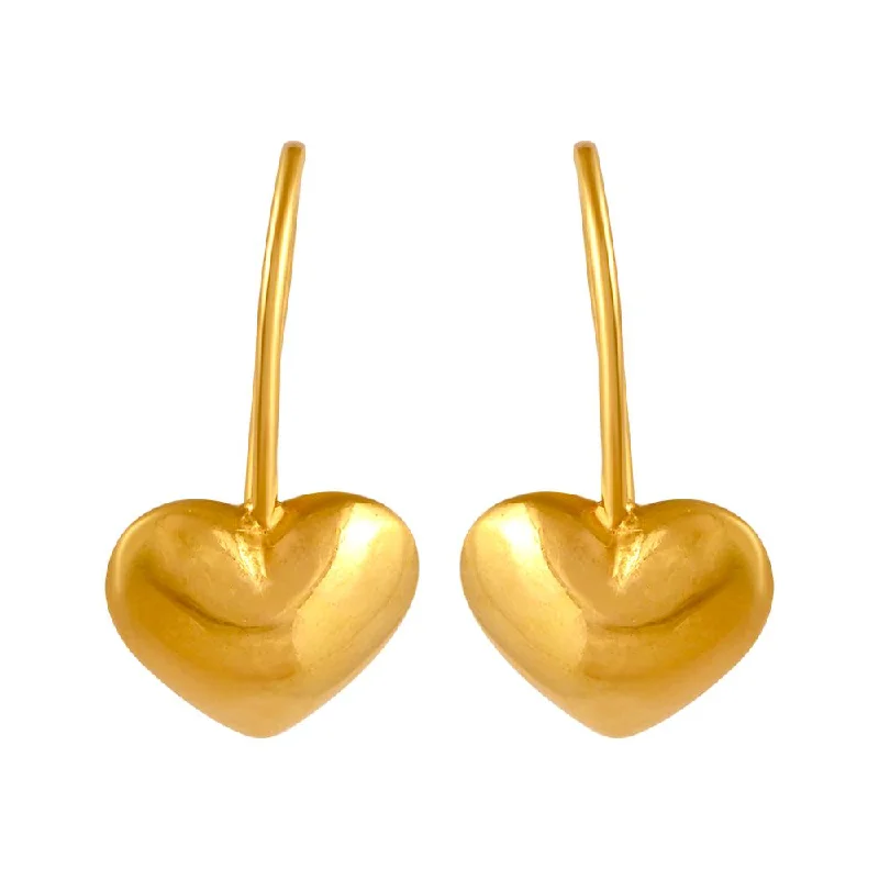 Women’s silver hoop earrings-22k Gold Earrings With Heart Drop