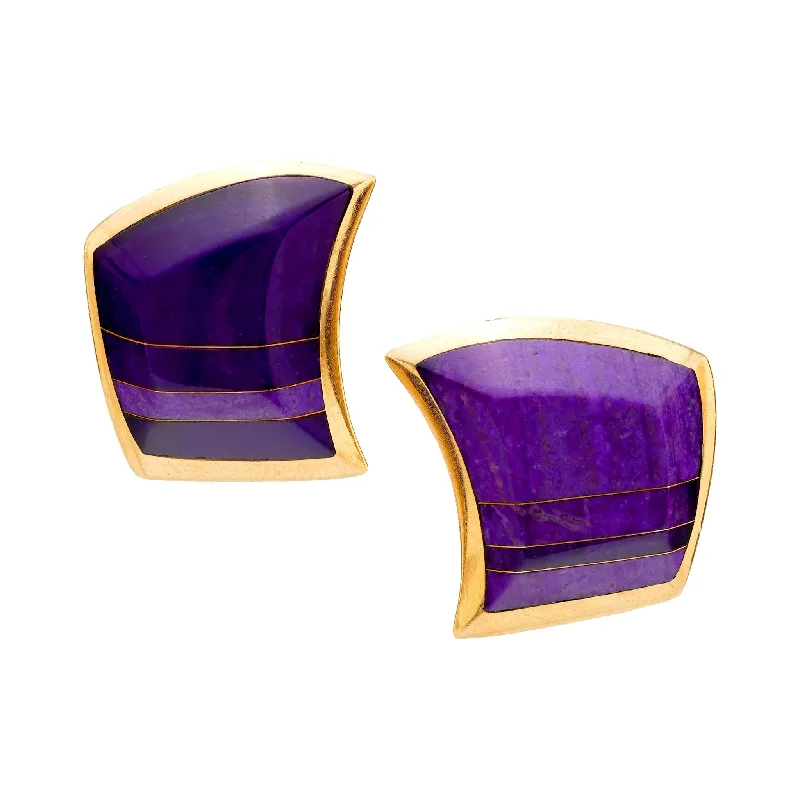 Women’s classic hoop earrings-Donato sugilite 14k yellow gold earrings