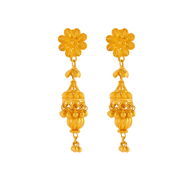 Women’s statement crystal earrings-22KT Yellow Gold Jhumki Earrings For Women