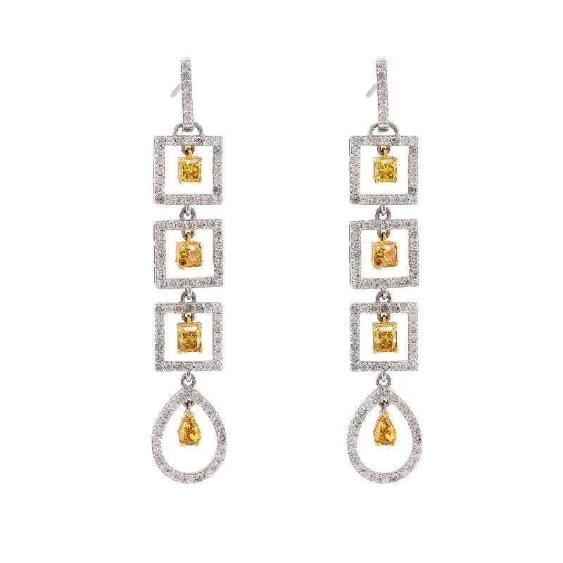 Women’s luxurious earrings-Modern 4.8 Carat Total Weight Fancy Color Diamond Dangle Earrings