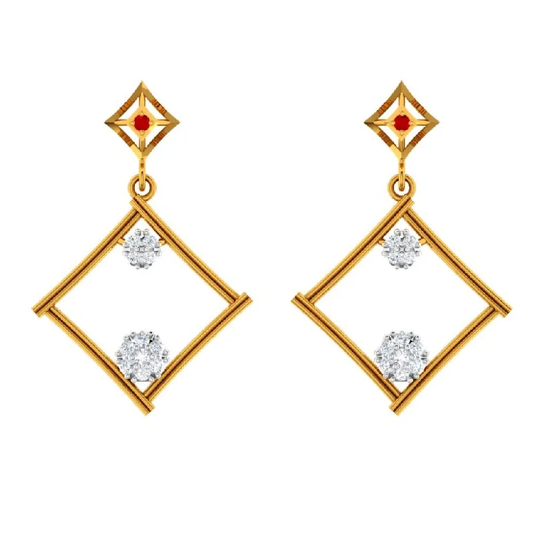 Women’s designer earrings-Dazzling Diamond Embedded Triangle 18k Women's Gold Earrings