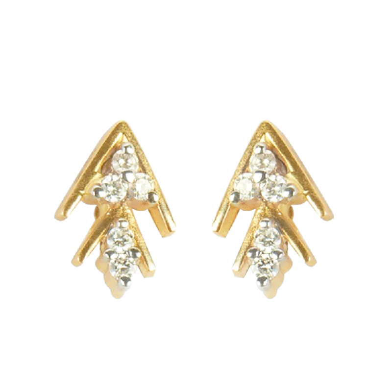 Women’s elegant earrings-18KT (750) Yellow Gold And Diamond Stud Earrings For Women