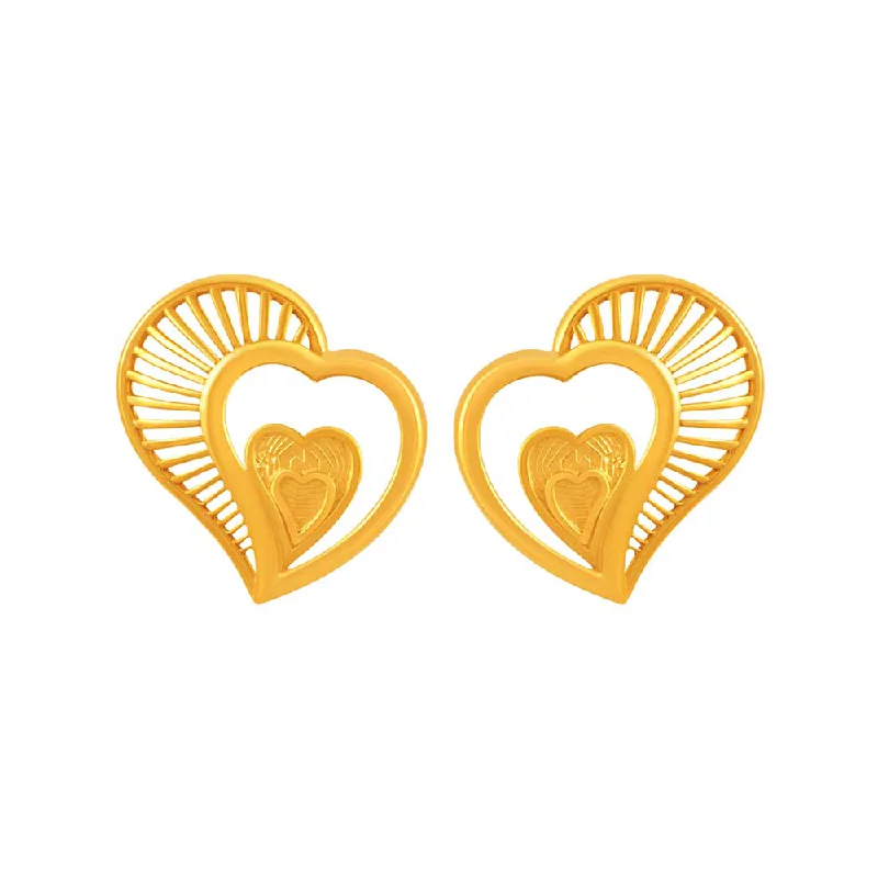 Women’s designer earrings-14k Tripple Hearts Solid Gold Earrings