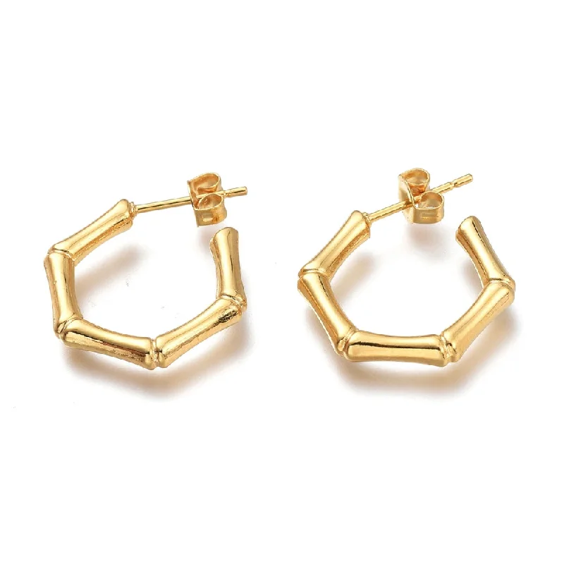 Women’s chic hoop earrings-BAMBOO HUGGIE