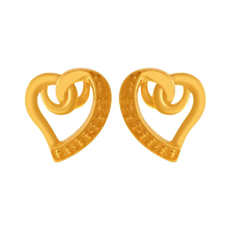 Women’s infinity hoop earrings-14k Heart Loop Solid Gold Earrings