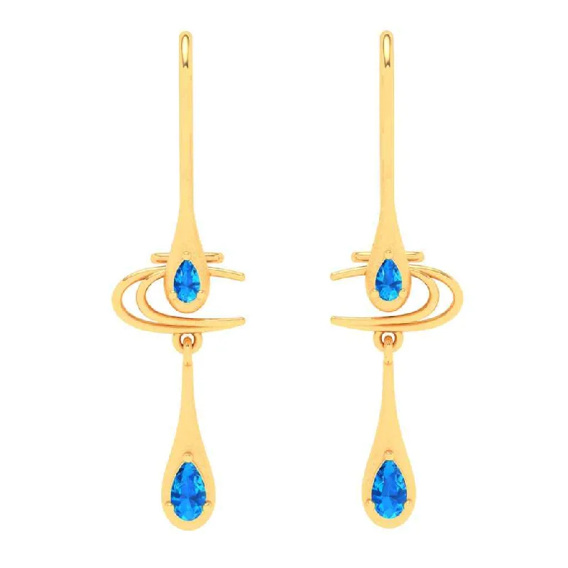 Women’s moonstone earrings-14k Gold Earrings With Elegant Blue Gems From Amazea Collection