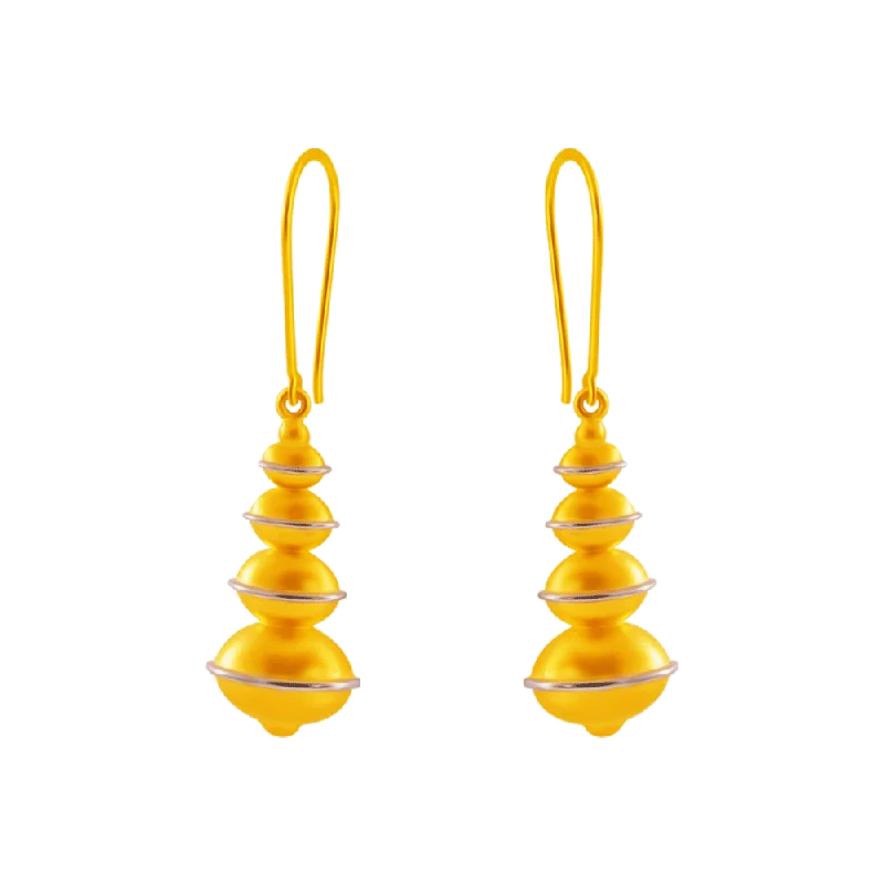 Women’s long drop earrings-14KT (585) Yellow Gold Clip-on Earrings For Women