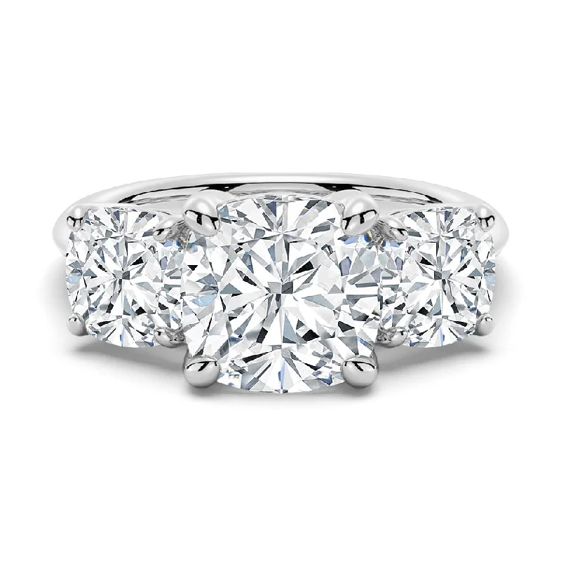 Women’s cathedral engagement rings-NEW Cushion Cut Three Stone Moissanite Engagement Ring