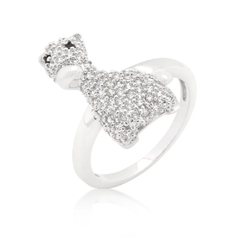 Women’s multi-stone rings-Cocktail Cubic Zirconia Giraffe Ring With Rhodium Plated