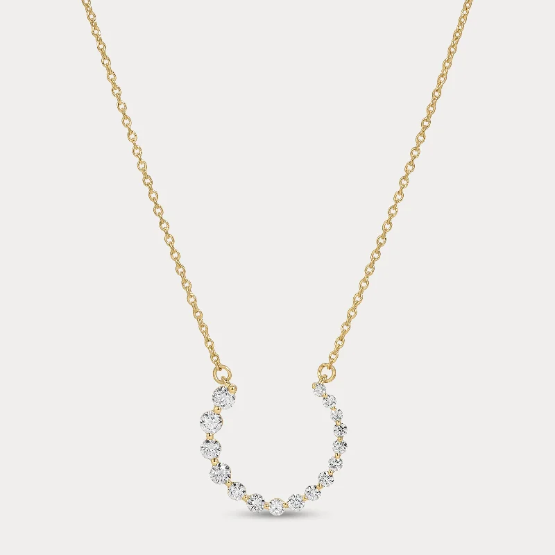 Women’s sapphire necklaces-Graduating Round Diamond Necklace