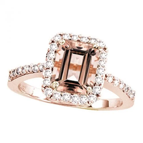 Women’s large diamond engagement rings-14k Morganite And Diamond Ring