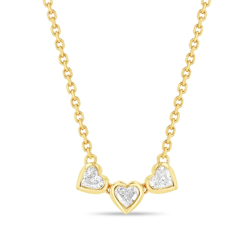 Women’s tennis necklaces-Trio Heart Necklace