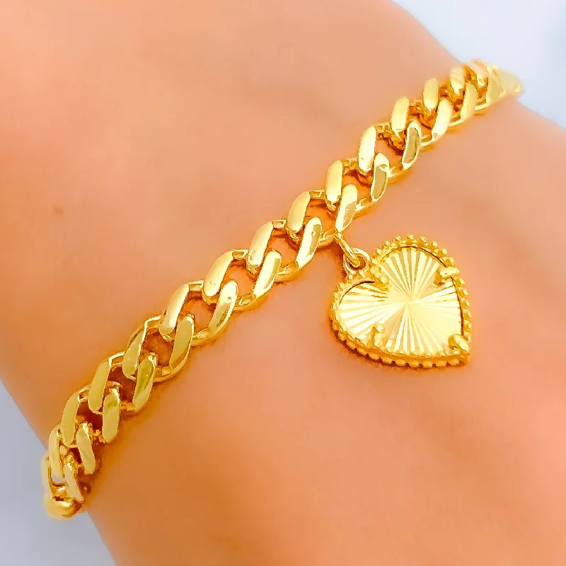 Women’s turquoise bracelets-Upscale Heart 21k Gold Bracelet