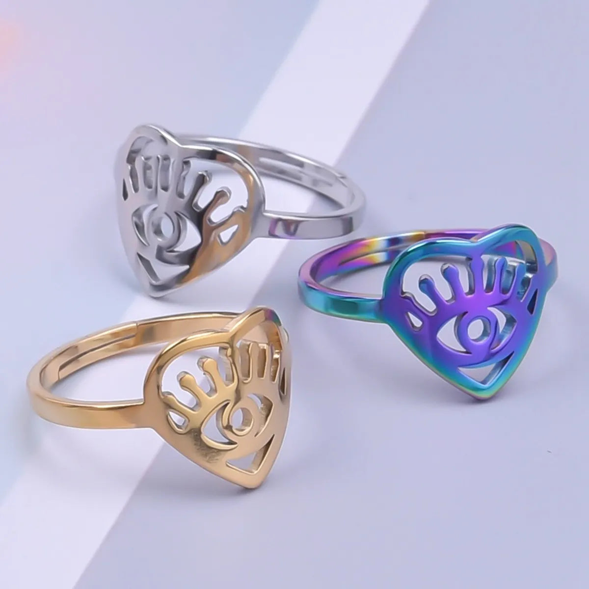 Women’s intricate design rings-Commute Solid Color Stainless Steel Plating Gold Plated Rings