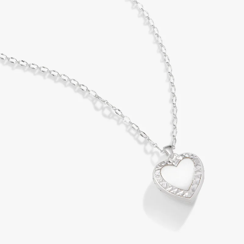 Women’s luxury pearl necklaces-Textured Heart Locket Necklace